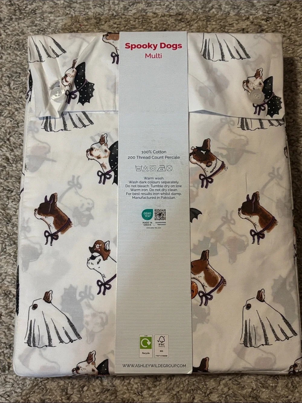 NWT Cath Kidston Spooky Dogs Halloween Twin Sheet Set
